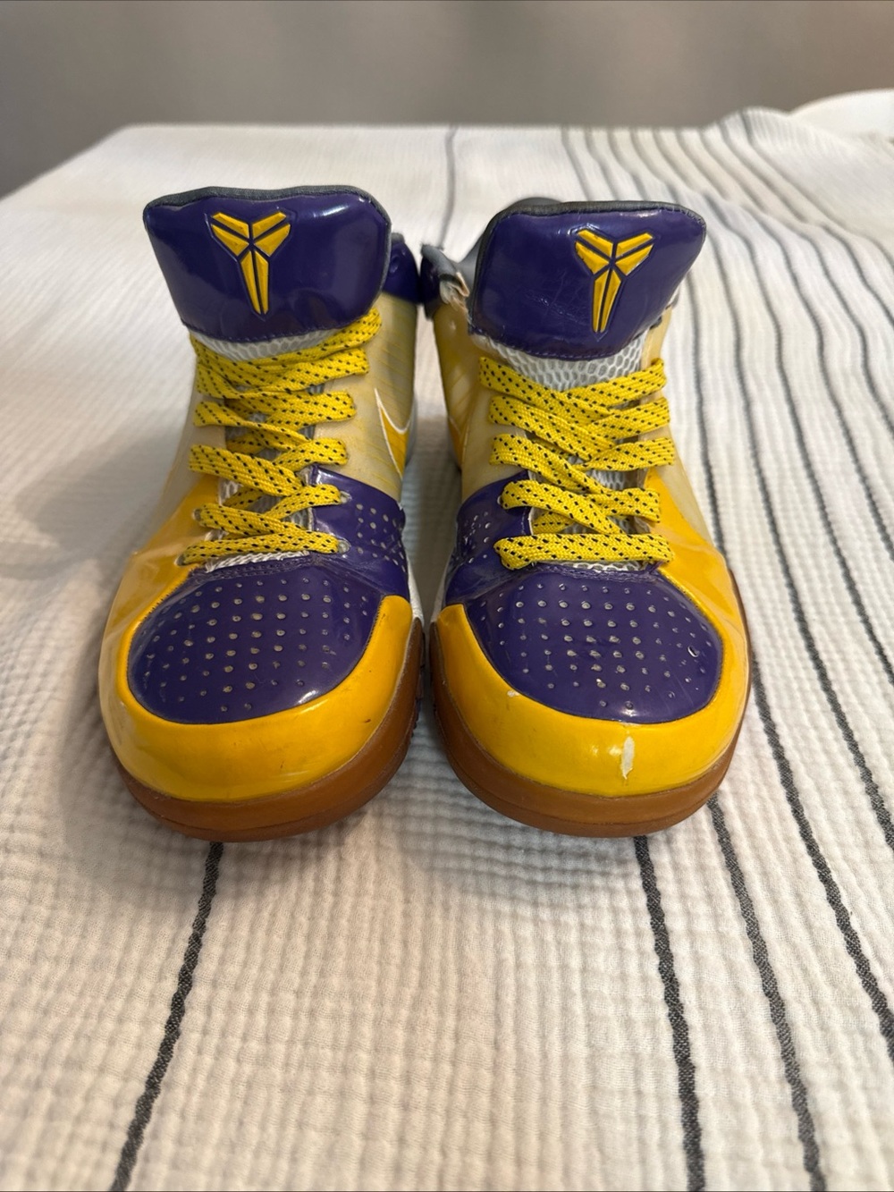 Nike Kids Purple & Yellow High-Top Basketball Sneakers